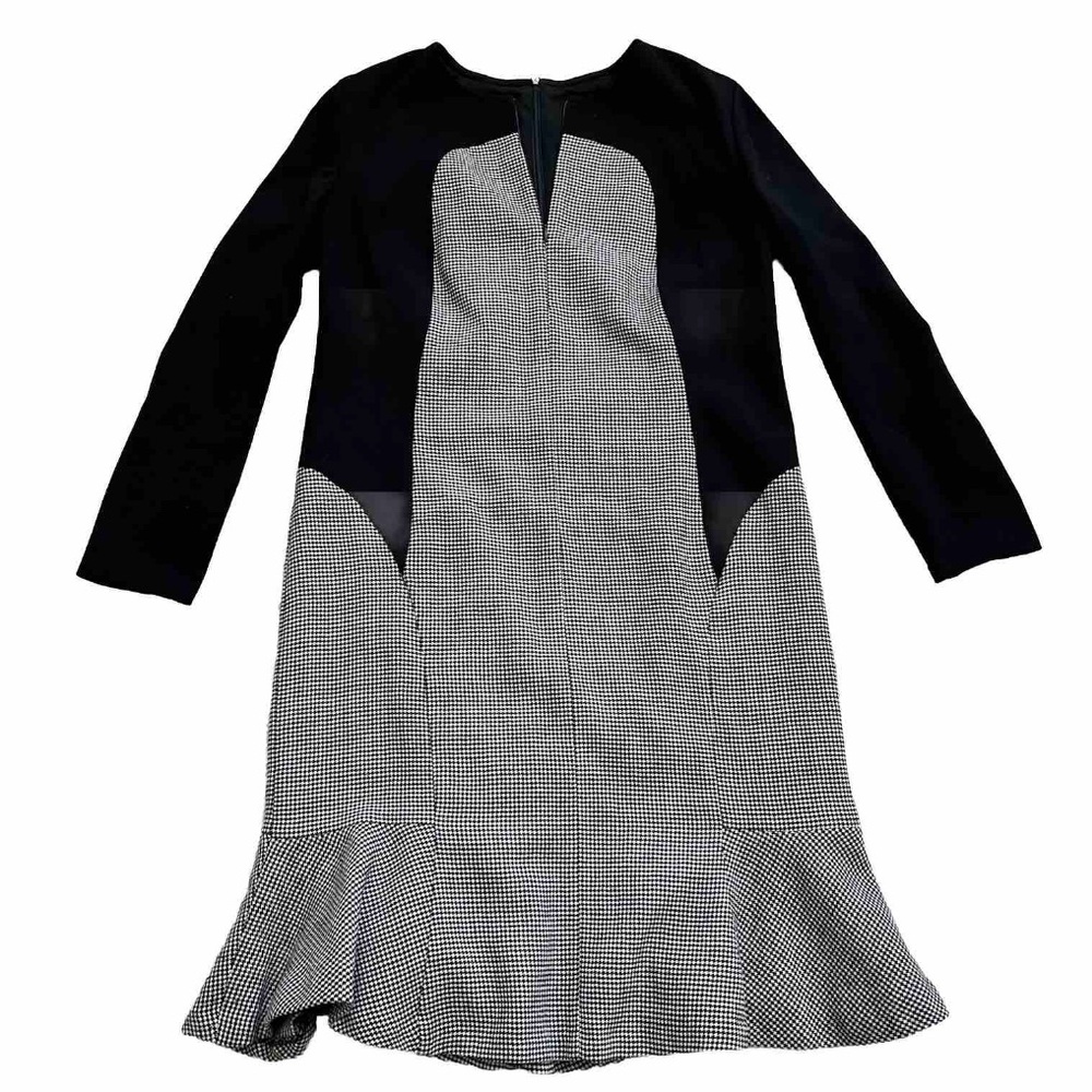 AKRIS PUNTO Womens Black Long Sleeve Houndstooth Wool Zip Front Flounce Skirt - Picture 8 of 8